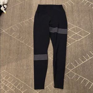 ALO Long Black Leggings w/ Stripes